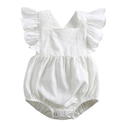 Baby Cotton And Linen Summer Strap One Piece Suit