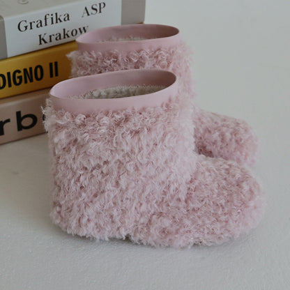 New Casual Winter Girls Thermal Soft Soled Sleeve Fur Booties
