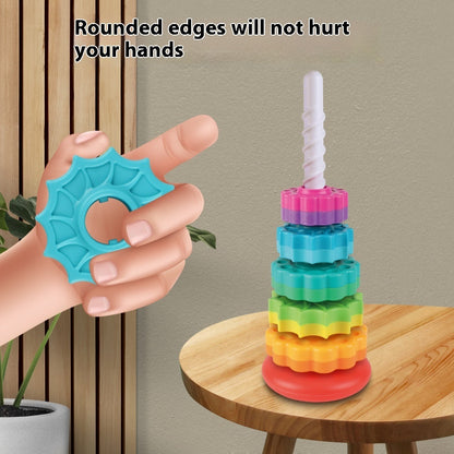 Rainbow Rotating Tower Toy Baby Early Education Intellectual Development Intelligence Ferrule