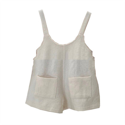 Children's Loose Fitting Comfortable Plain Casual Shorts With Straps