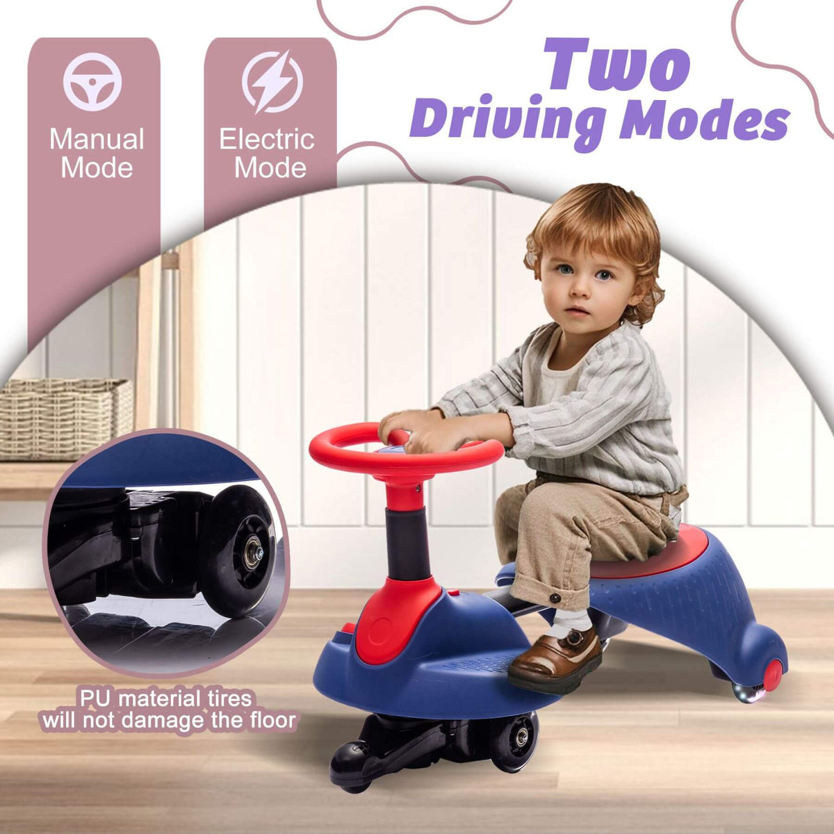 ToyRides Elite 6V Kids Ride On Electric Wiggle Car, for Kids aged 3+, Red & Blue