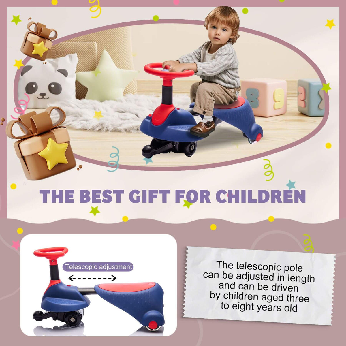 ToyRides Elite 6V Kids Ride On Electric Wiggle Car, for Kids aged 3+, Red & Blue