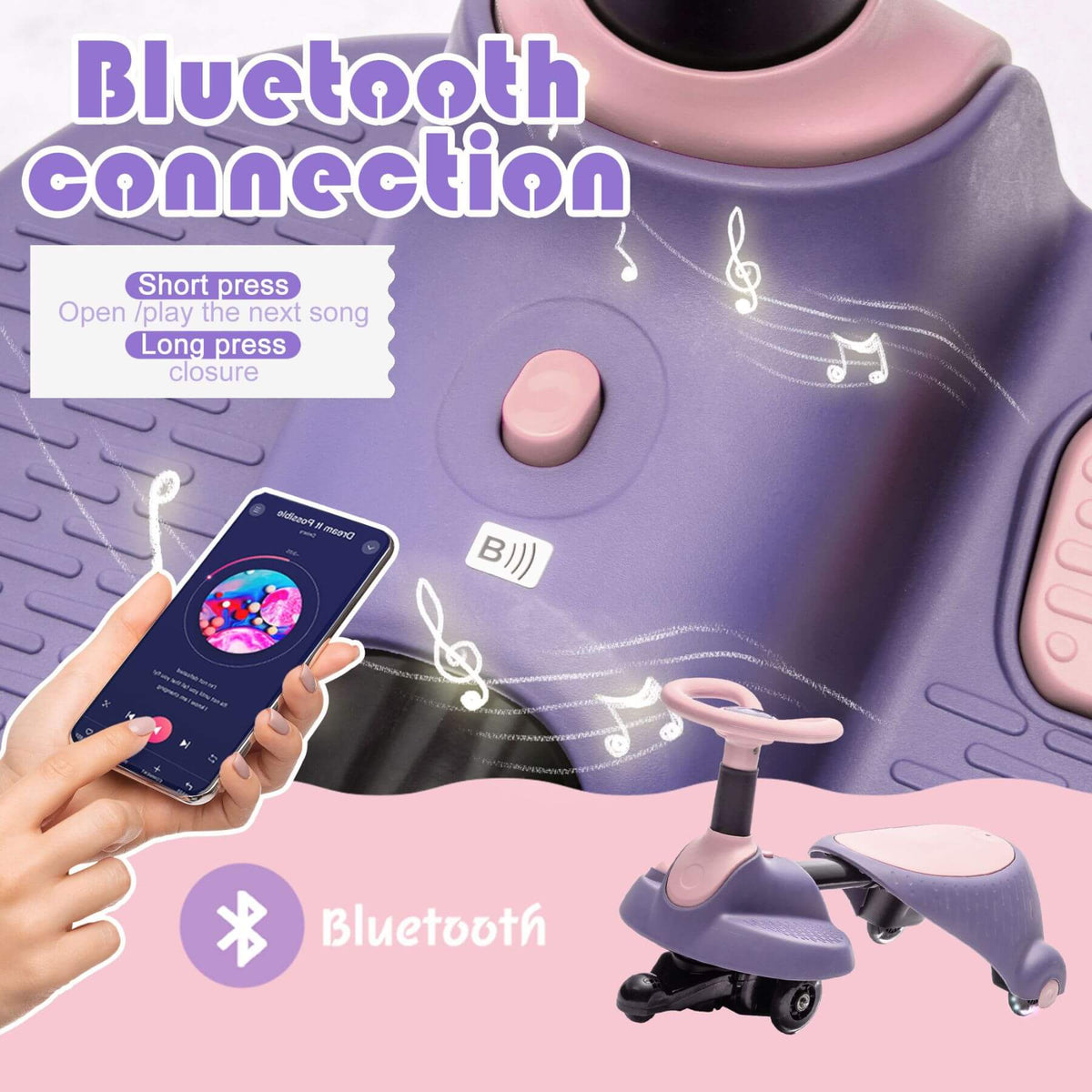ToyRides Elite 6V Kids Ride On Electric Wiggle Car, for Kids aged 3+, Purple