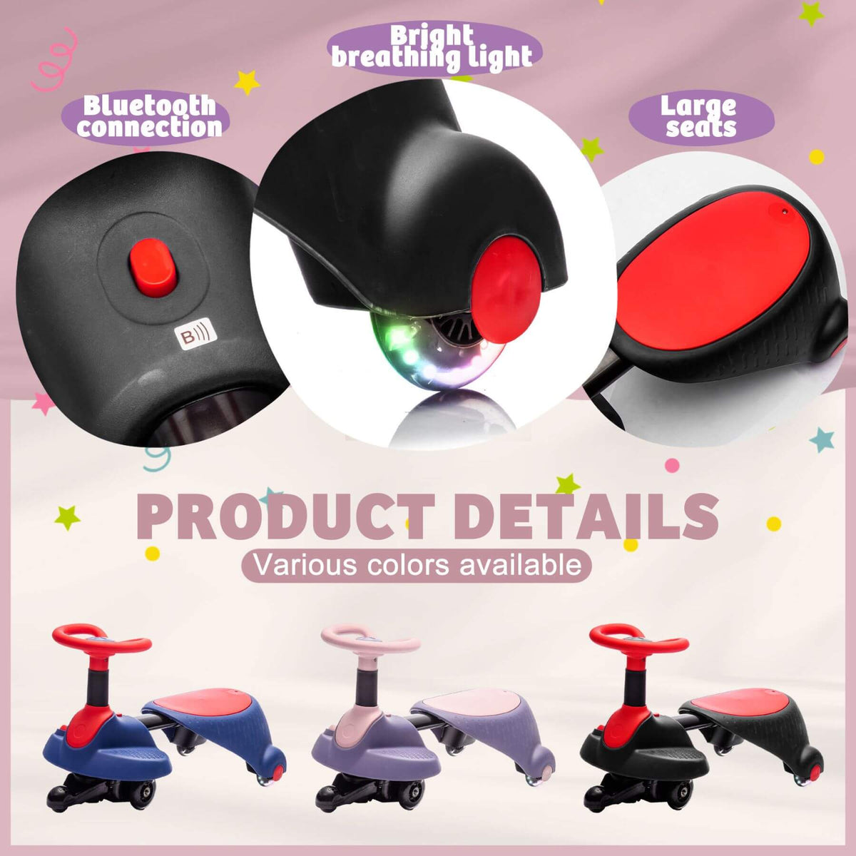 ToyRides Elite 6V Kids Ride On Electric Wiggle Car, for Kids aged 3+, Red & Black