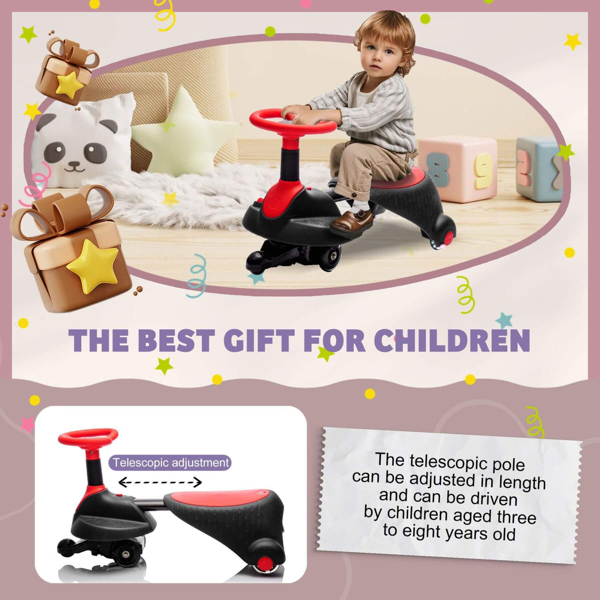 ToyRides Elite 6V Kids Ride On Electric Wiggle Car, for Kids aged 3+, Red & Black