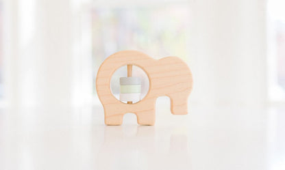 Elephant Wooden Baby Rattle