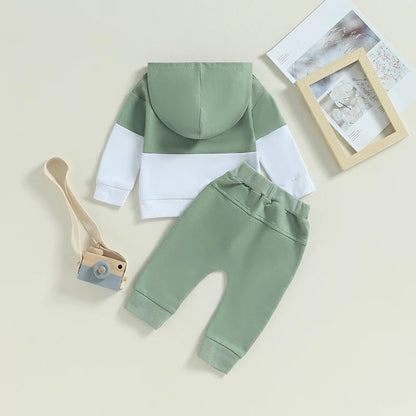 Color Stitching Hoodie Children's Fashion Casual Set