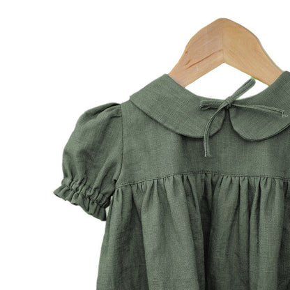 Girls Rustic Cotton And Linen Dress