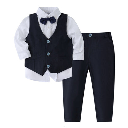 Banquet Party Gentleman Bow Tie Vest Dress Boys' Three-piece Suit