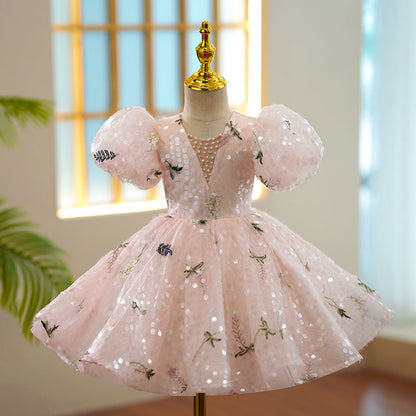 New Floral Princess Dress For Flower Girls Hostpresenter And Piano Performance Outfit