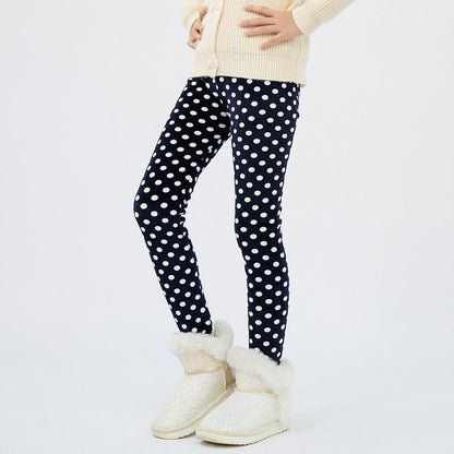 Girls' Autumn And Winter Thermal Base Medium And Large Printed Velvet