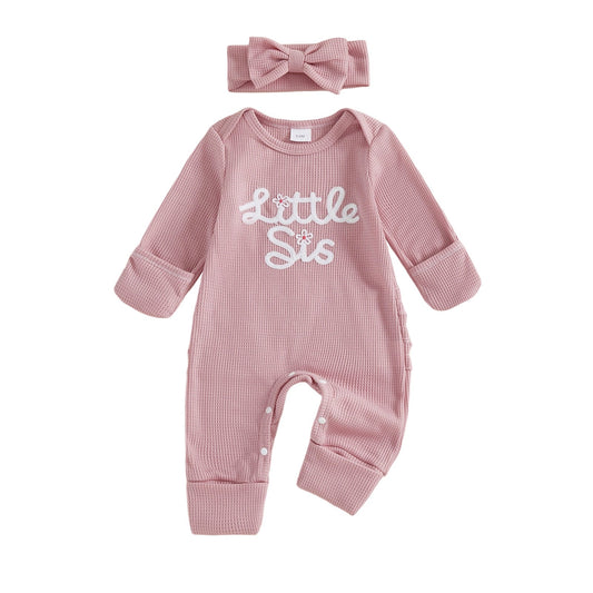 Long-sleeve Embroidered Letter Jumpsuit With Headpiece