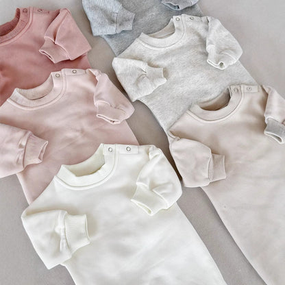 Children's Fleece Solid Color Stylish Thick Romper Jumpsuit