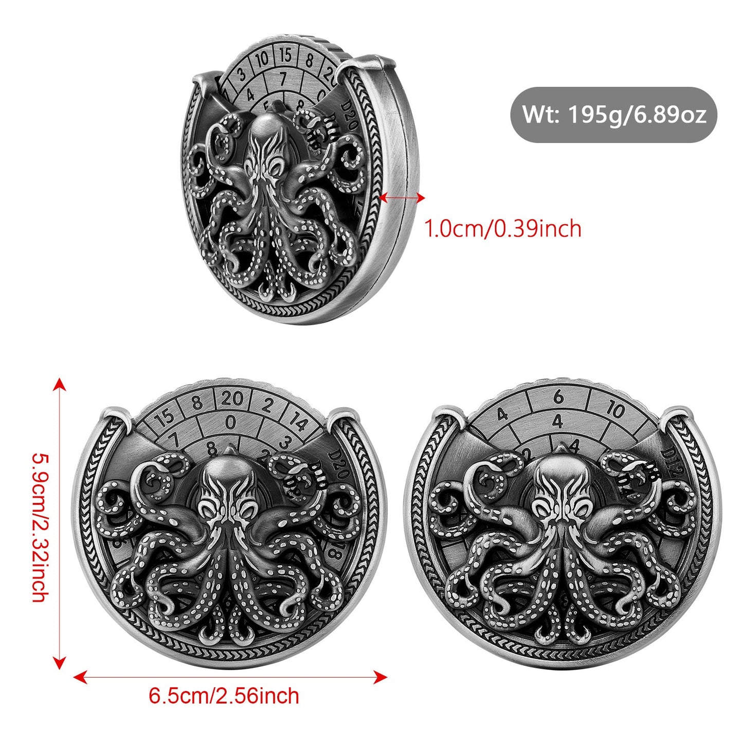 Vintage Kesulu Style, Super Refined Metal Octopus Dice Turntable Gift Box, Immersive Board Game Experience, D20 Random Surprise, Necessary Props For D&D Team