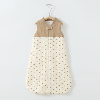 Baby Sleeping Bag Double Layer Patchwork Stand-up Collar Gauze Waistcoat Sleeping Bag