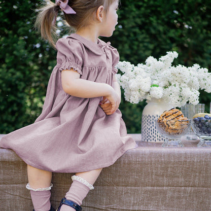 Girls Rustic Cotton And Linen Dress