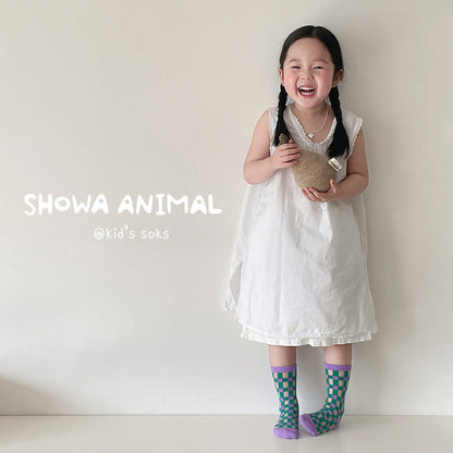 Children's Socks Summer Color Matching Plaid Korean Baby