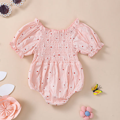 Little Sun Print Puff Sleeve Romper