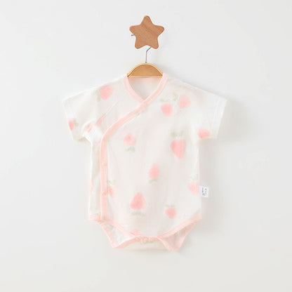 Simple Cartoon Print Summer Baby Rompers Girls Clothing