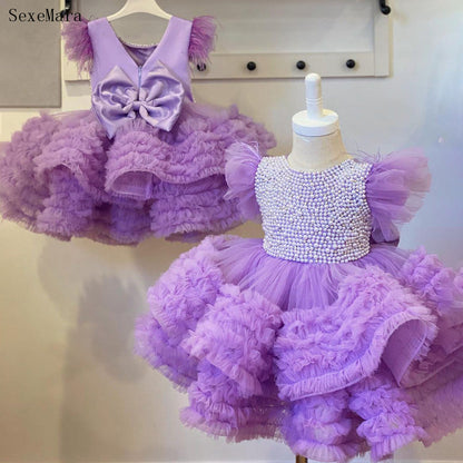Baby Girl One Year Old Dress Birthday Princess Dress Piano Playing Tulle Tutu
