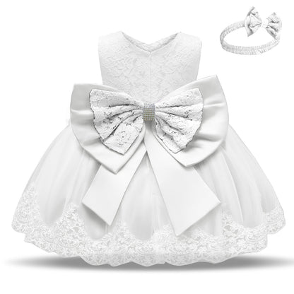 Baby Princess One Year Old Bow Lace Dress