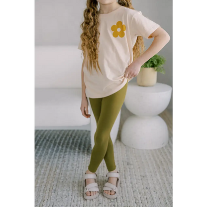 Kids Lightweight Leggings in Olive Green