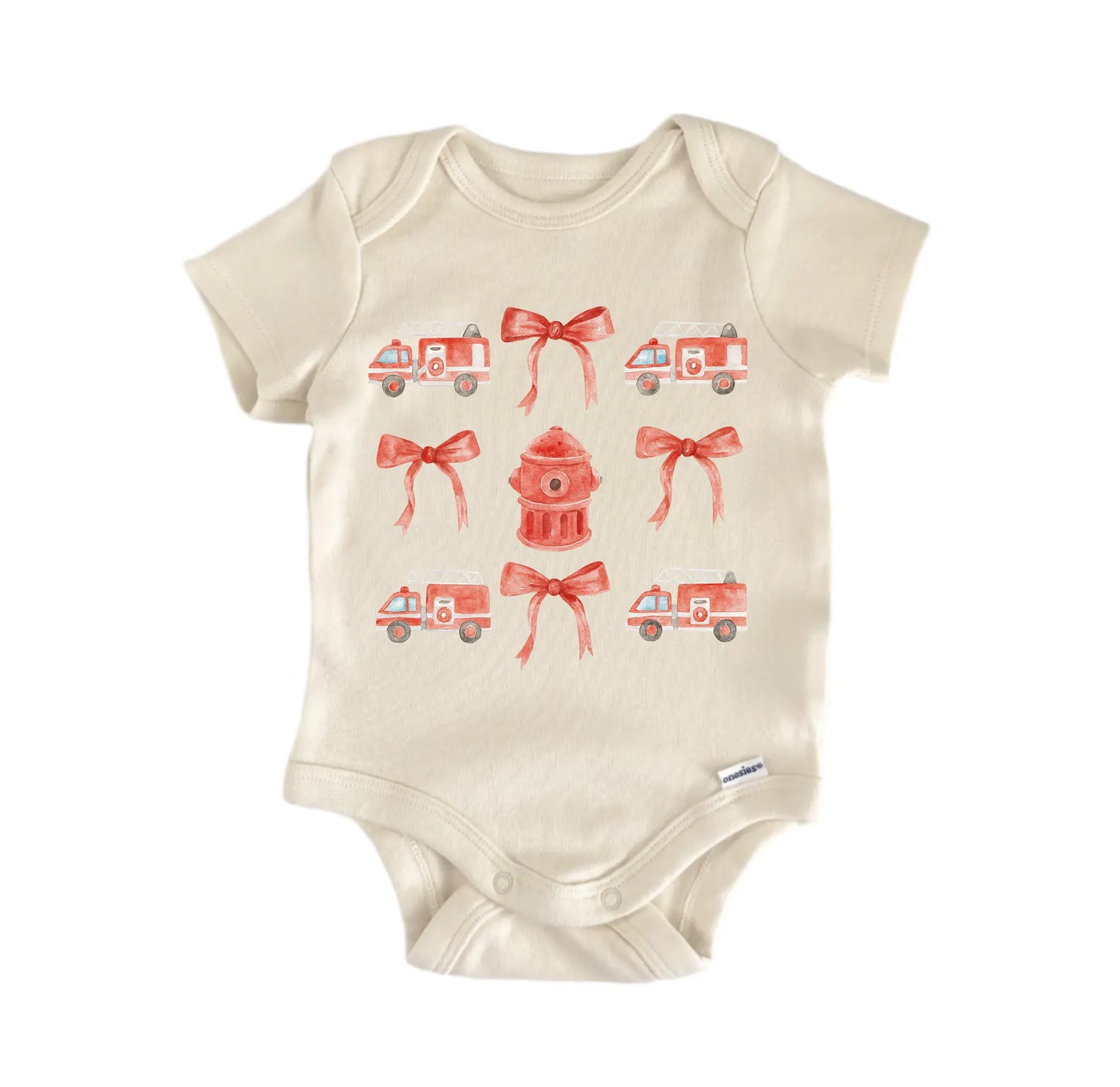 Firefighter Girl Red Bow Newborn Baby Onesie® Onesie®