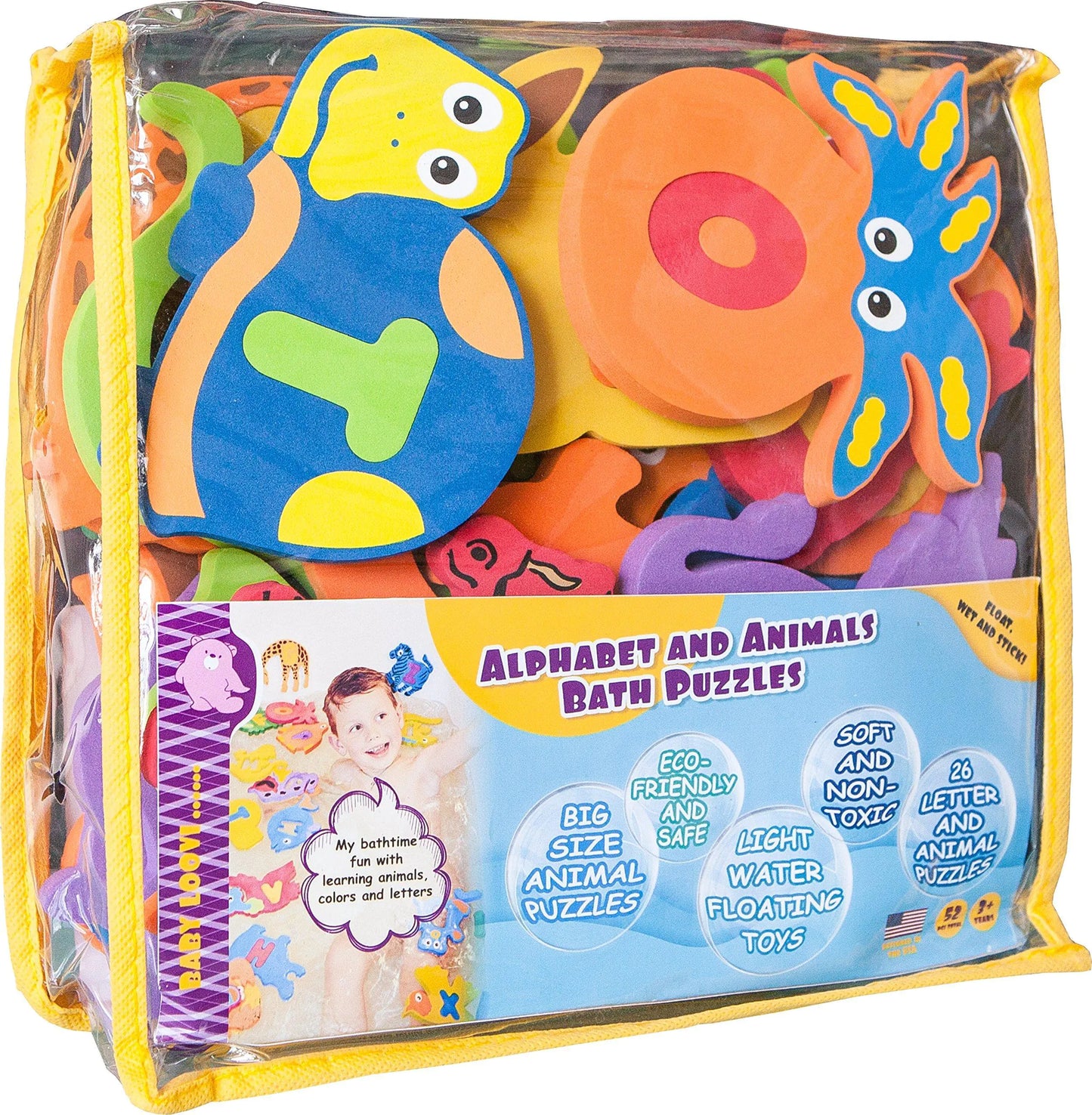 Foam Bath Toys Premium Educational Floating Bathtub Preschool Alphabet 52 Pcs - # BAGE11610004