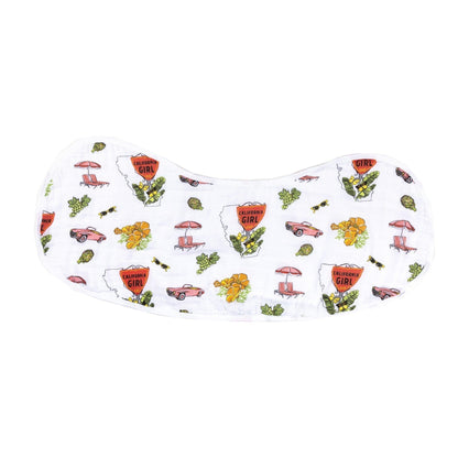 California Girl Baby Gift Set: Muslin Swaddle & Bib | Organic Cotton