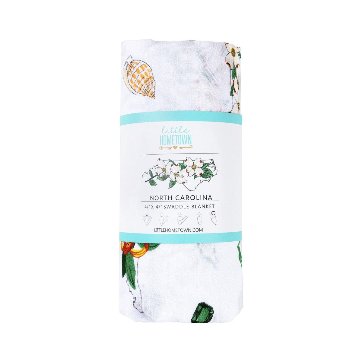 North Carolina Baby Gift Set: Muslin Swaddle & Bib (Floral)