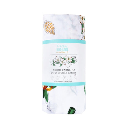 North Carolina Baby Gift Set: Muslin Swaddle & Bib (Floral)