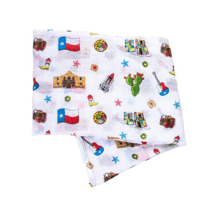 Texas Baby Gift Set: Muslin Swaddle & Bib | Organic Cotton