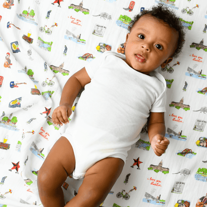 Austin Baby Gift Set: Muslin Swaddle & Bib | Organic Cotton