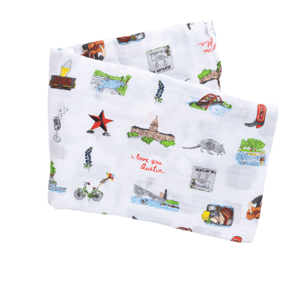 Austin Baby Gift Set: Muslin Swaddle & Bib | Organic Cotton