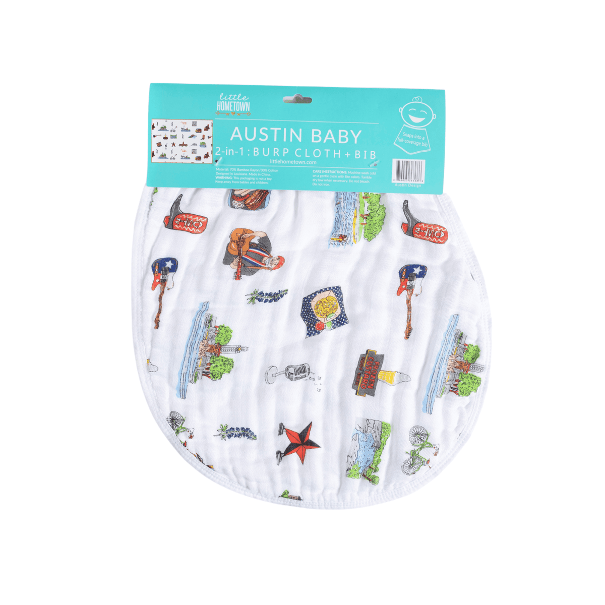 Austin Baby Gift Set: Muslin Swaddle & Bib | Organic Cotton