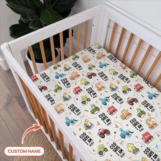 God Says I Am Boy Bamboo Fitted Crib Sheet