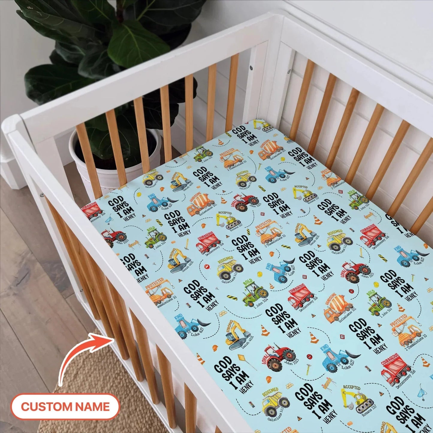God Says I Am Boy Bamboo Fitted Crib Sheet