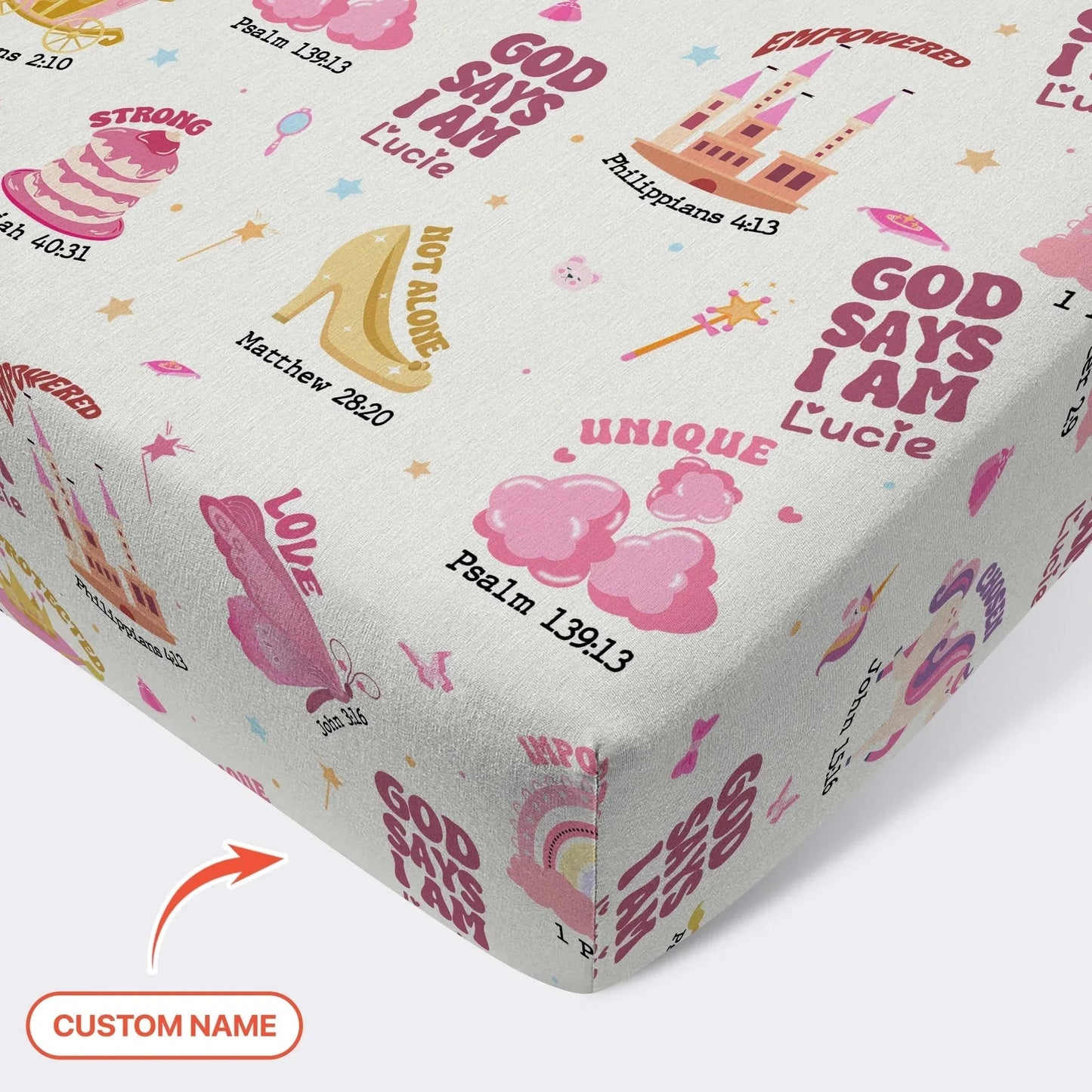 God Says I Am Girl Bamboo Fitted Crib Sheet