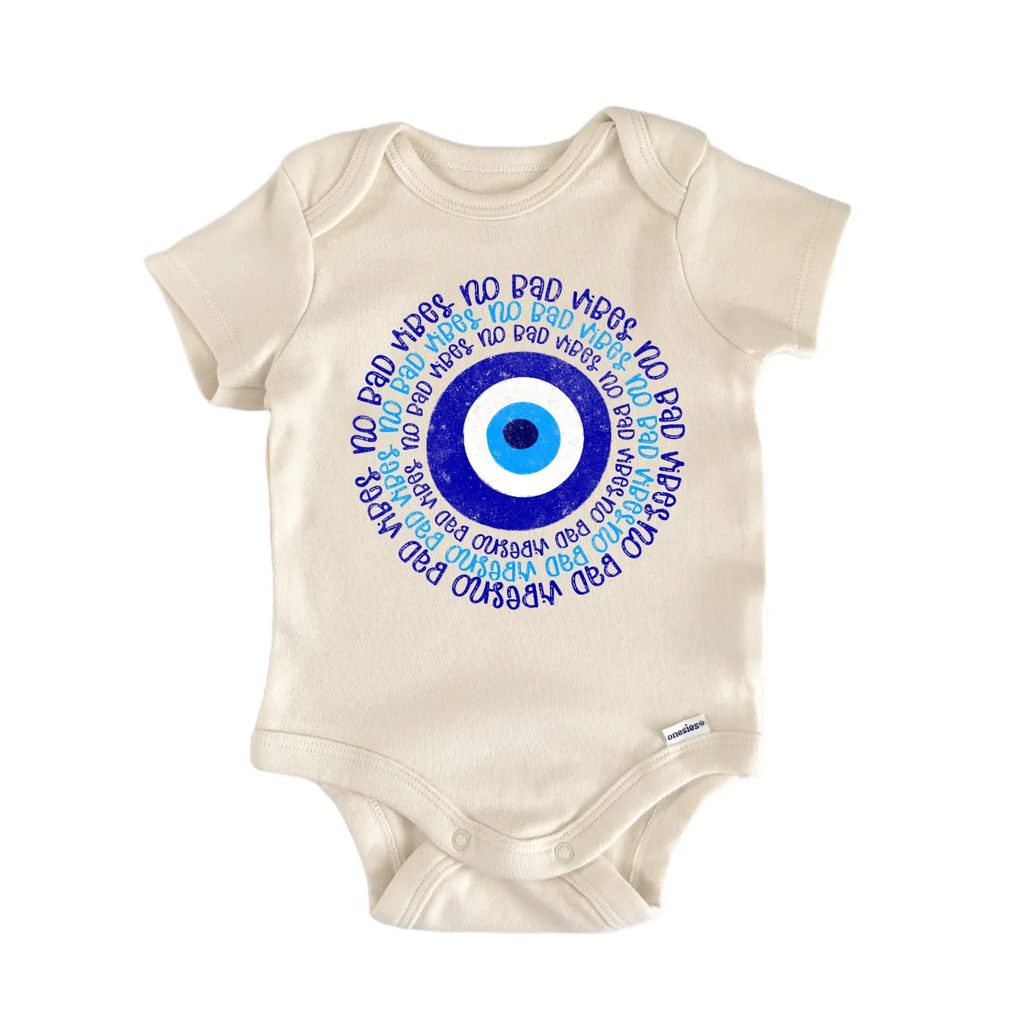 Greek Eye No Bad Vibes Newborn Baby Bodysuit