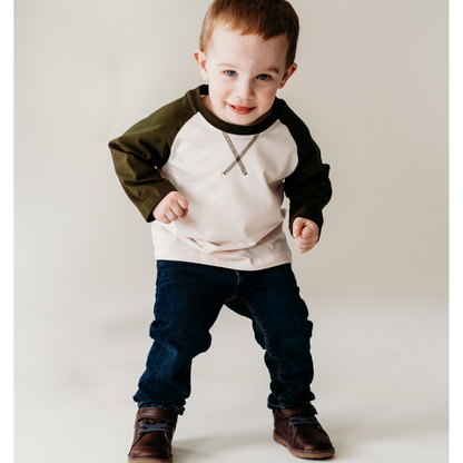 Raglan Baseball Tee Green - Child