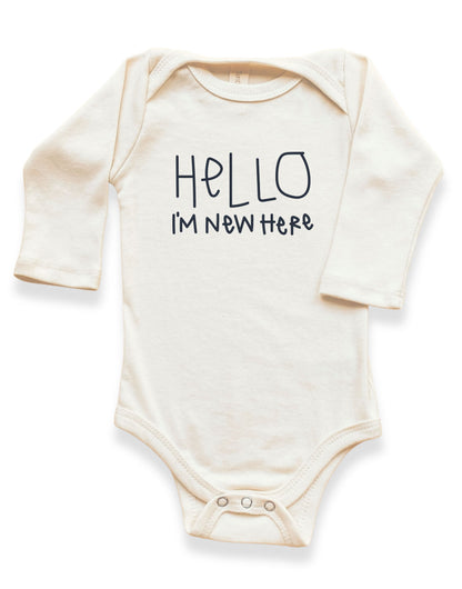 Hello I'm New Here Organic Bodysuit Long Sleeve