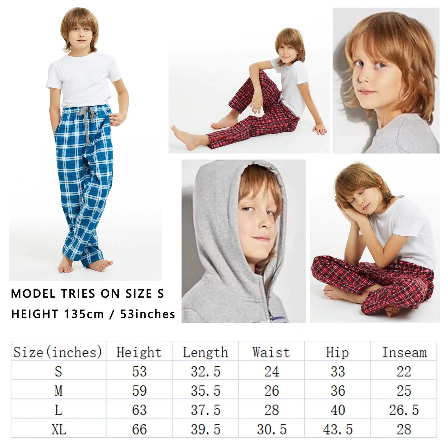 HiddenValor Big Boys Cotton Pajama Lounge Pants Red/Black Small - # BOAA12710002