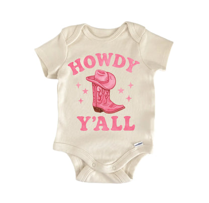 Howdy Yall Pink Boots Cowgirl Newborn Baby Onesie® Onesie®