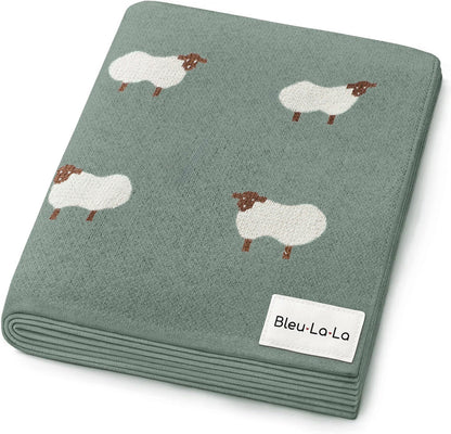 Sheep Knit Receiving Baby Blanket