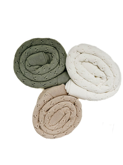 Mint Pointelle Knit Blanket