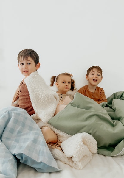 Marine Checkered Quilted Blanket