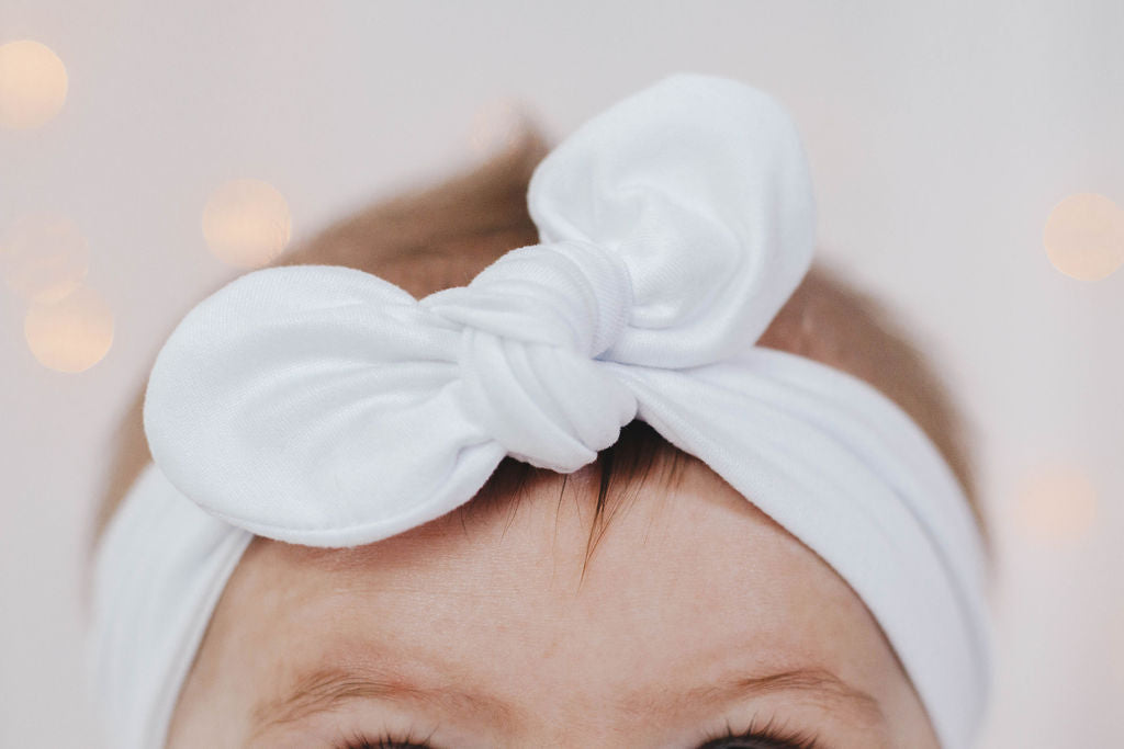 Knot bow headband - black, silver, white