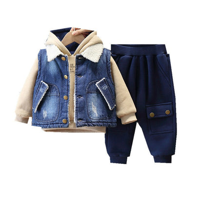 Kids' Denim Jacket Set | With Fleece Lining | 0-3 Years - # BAAA51210045 & BOAA11310020 & GIAA21310005