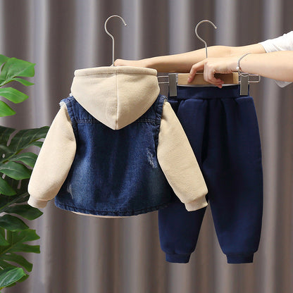 Kids' Denim Jacket Set | With Fleece Lining | 0-3 Years - # BAAA51210045 & BOAA11310020 & GIAA21310005