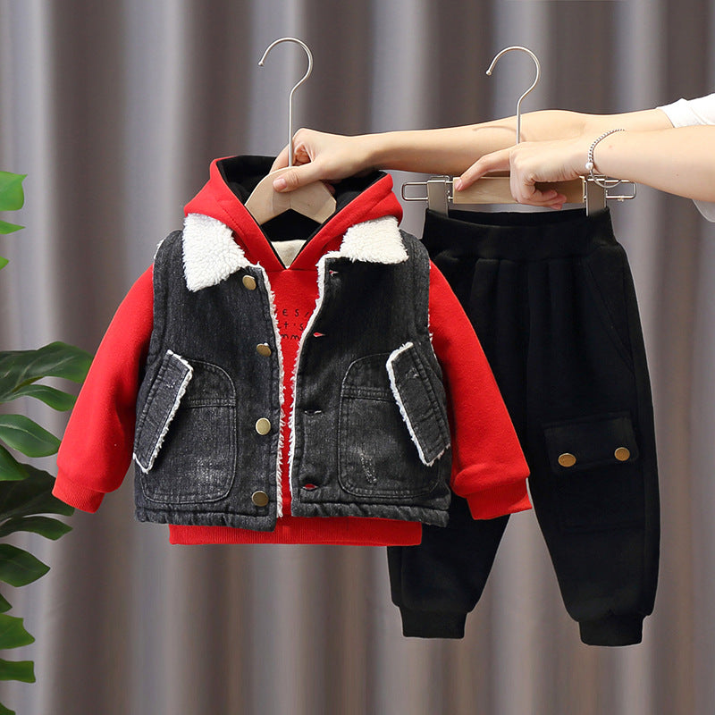 Kids' Denim Jacket Set | With Fleece Lining | 0-3 Years - # BAAA51210045 & BOAA11310020 & GIAA21310005